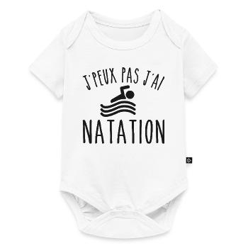 Natation je peux pas j'ai natation nageur - Body à manches courtes Premium Bébé - blanc - Devant