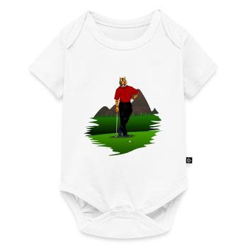 Tiger in the woods plays golf with racket gift - Baby Premium short-sleeve bodysuit - white - Front