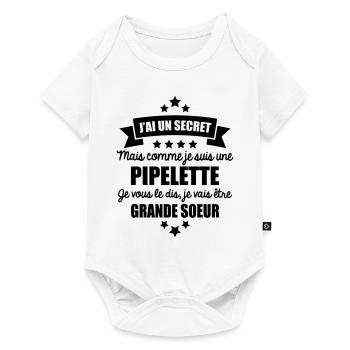 j'ai un secret je suis une pipelette grande soeur - Body à manches courtes Premium Bébé - blanc - Devant