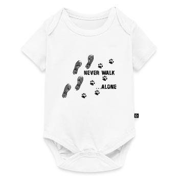Ne jamais marcher seul chien chien patte impression de chaussures - Body à manches courtes Premium Bébé - blanc - Devant