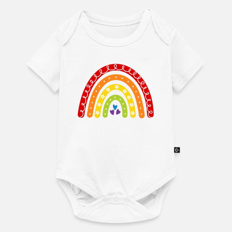 Regenbogen - Baby Premium Kurzarmbody - Weiß