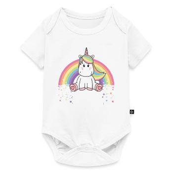 Einhorn mit Regenbogen - Fabelwesen Kind Baby süß - Baby Premium Kurzarmbody - Weiß - Vorne
