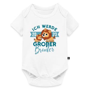 Löwe Einzelkind Schwangerschaft Großer Bruder 2023 - Baby Premium Kurzarmbody - Weiß - Vorne
