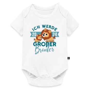 Löwe Einzelkind Schwangerschaft Großer Bruder 2024 - Baby Premium Kurzarmbody - Weiß - Vorne