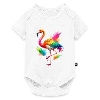 Flamingo Pride Back - Baby Premium Kurzarmbody - Weiß - Vorne