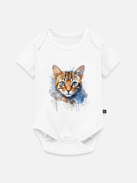 Bengal Katze - Baby Premium Kurzarmbody - Weiß