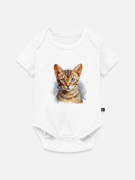 Bengal Katze - Baby Premium Kurzarmbody - Weiß