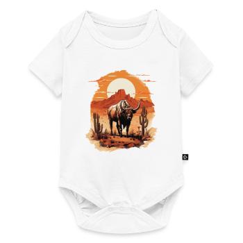 Bison - Baby Premium Kurzarmbody - Weiß - Vorne