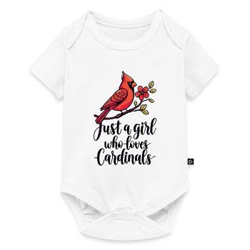 Juste une fille qui aime le cardinal Vogel cardinal rouge - Body à manches courtes Premium Bébé - blanc - Devant