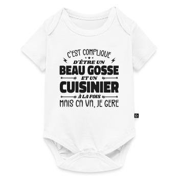 Beau gosse homme cuisinier - Body à manches courtes Premium Bébé - blanc - Devant