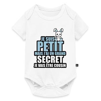 j'ai un grand secret je vais être cousin - Body à manches courtes Premium Bébé - blanc - Devant