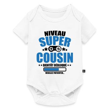 niveau super cousin bientôt débloqué futur cousin - Body à manches courtes Premium Bébé - blanc - Devant