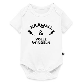 Krawall und volle Windeln - Baby Eltern Mama Papa - Baby Premium Kurzarmbody - Weiß - Vorne