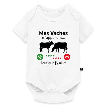 mes vaches m'appellent faut que j'y ailler - Body à manches courtes Premium Bébé - blanc - Devant