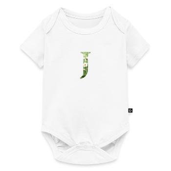 Letter J, Monogram, Floral Pattern - Baby Premium short-sleeve bodysuit - white - Front