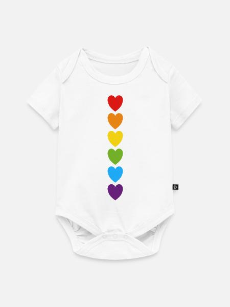 Pride Regenbogenherzen - Baby Premium Kurzarmbody - Weiß