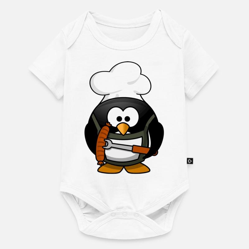 dessin animé pingouin 23 - Body à manches courtes Premium Bébé - blanc