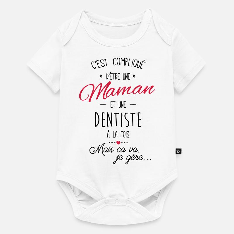 maman et dentiste - Body à manches courtes Premium Bébé - blanc