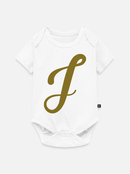 J - Buchstabe - Baby Premium Kurzarmbody - Weiß