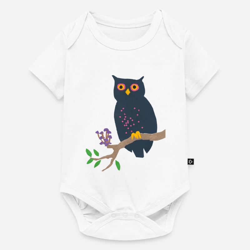 Hibou et champignons - Body à manches courtes Premium Bébé - blanc