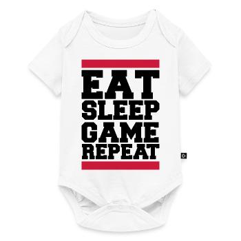 eat sleep game repeat - Baby Premium Kurzarmbody - Weiß - Vorne