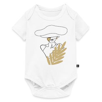 Italienische Frau mit Hut Line Art - Baby Premium Kurzarmbody - Weiß - Vorne