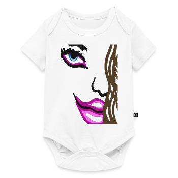 Eyes on face - Art Face with pink lips - Baby Premium short-sleeve bodysuit - white - Front