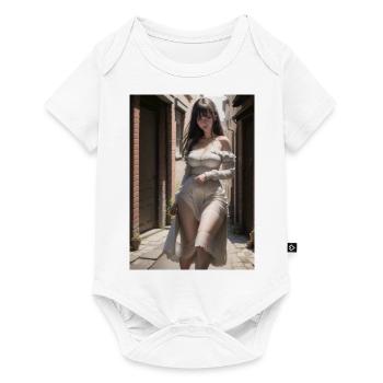 Woman in a alley, town,Generated AI - Baby Premium short-sleeve bodysuit - white - Front