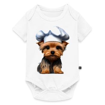 Yorkshire Terrier Cooking Puppy Restaurateur Dog - Baby Premium short-sleeve bodysuit - white - Front