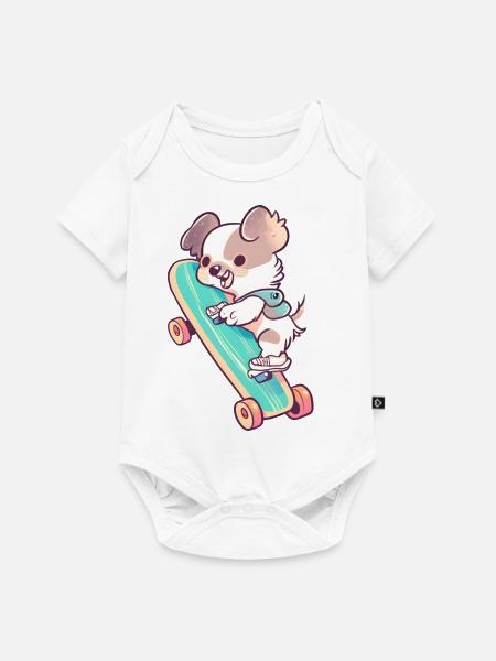 Ein Hündchen auf einem Skateboard - Baby Premium Kurzarmbody - Weiß