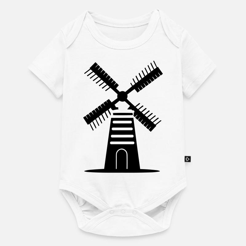 Windmühle - Baby Premium Kurzarmbody - Weiß