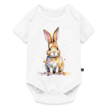 Floppy Ears & Fuzzy Charm: A Watercolor Bunny - Baby Premium short-sleeve bodysuit - white - Front