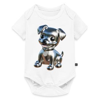 Chrome Hund Silber Süß Haustier - Baby Premium Kurzarmbody - Weiß - Vorne