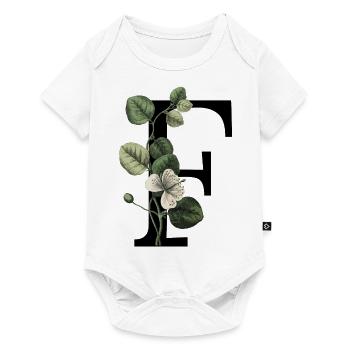 lettre f botanique vert - Body à manches courtes Premium Bébé - blanc - Devant