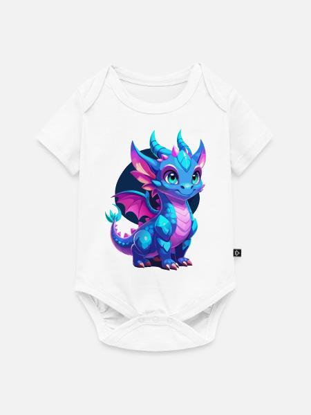 Niedlicher blauer geschuppter Drache - Baby Premium Kurzarmbody - Weiß