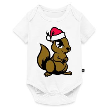 Écureuil Bande dessinée Animal Noël - Body à manches courtes Premium Bébé - blanc - Devant