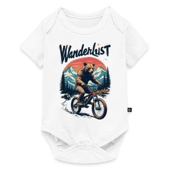 Grizzly on Bike - Wanderlust - Baby Premium Kurzarmbody - Weiß - Vorne