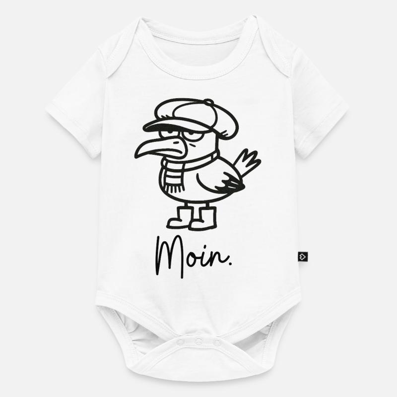 grumpy seagull with cap and moin - Baby Premium short-sleeve bodysuit - white
