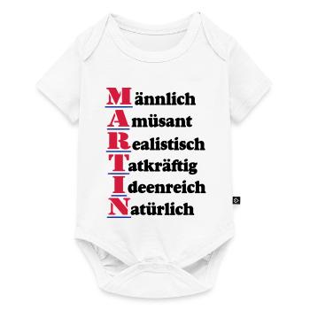 Martin ,Vorname,Namensschild,Name,Fun Shirt (25) - Baby Premium Kurzarmbody - Weiß - Vorne