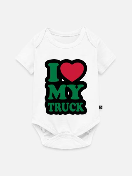 I love my truck - Ich liebe meinen LKW - Baby Premium Kurzarmbody - Weiß