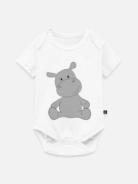 Nilpferd - Baby Premium Kurzarmbody - Weiß