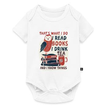 C'est ce que je fais je lis des livres je bois du thé - Body à manches courtes Premium Bébé - blanc - Devant