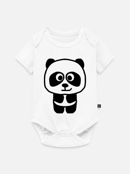 Panda - Baby Premium Kurzarmbody - Weiß