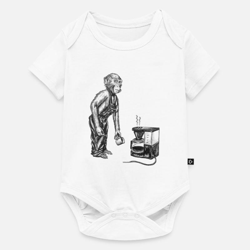 Monkey and coffee - Baby Premium short-sleeve bodysuit - white