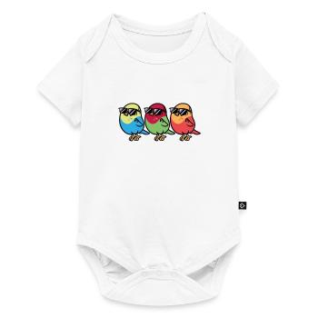 Three white birds with sunglasses - Baby Premium short-sleeve bodysuit - white - Front