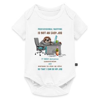 Drôle de paresseux dans le bureau cool dicton - Body à manches courtes Premium Bébé - blanc - Devant