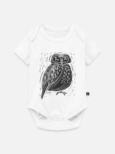 Nacht-Eulenzeichnung - Baby Premium Kurzarmbody - Weiß