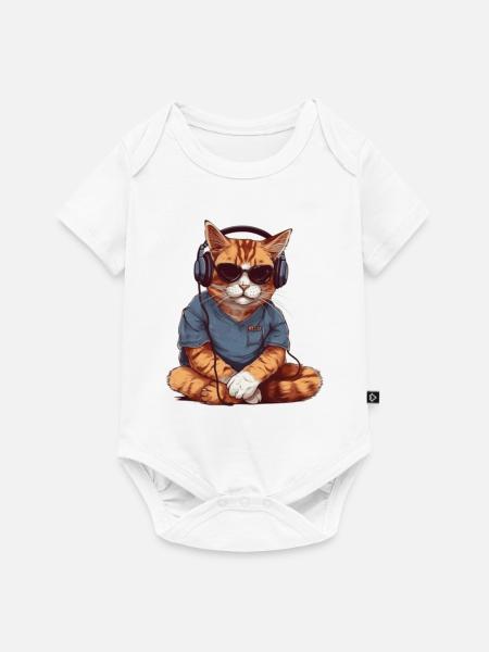 Katze Katzen cool Geschenkidee - Baby Premium Kurzarmbody - Weiß