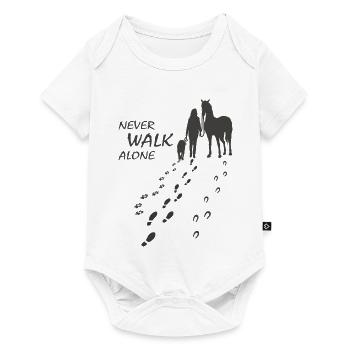 Hund Pferd Reiterin - Never walk alone, Backprint - Baby Premium Kurzarmbody - Weiß - Vorne