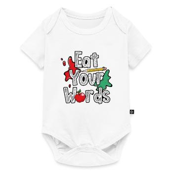 Mangez vos mots en blanc - Body à manches courtes Premium Bébé - blanc - Devant